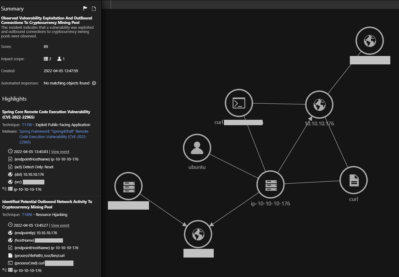 Trend Micro Vision One Workbench trigger for observed vulnerability exploitation and outbound connection to cryptocurrency mining pool