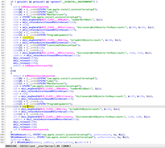 Figure 14. The implementation of the function “–[OSISClient _startServer]”