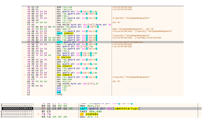 Figure 5. The code for harvesting of API functions and calling them when needed