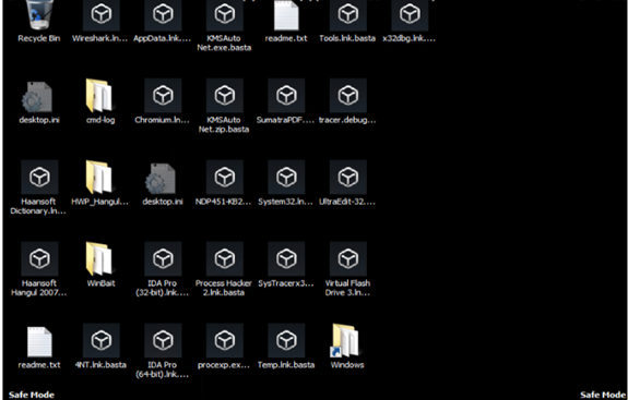 Figure 6. The infected files shown with the.basta extension