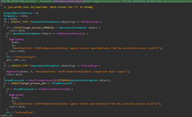 Figure 16. Process creation callback routine.