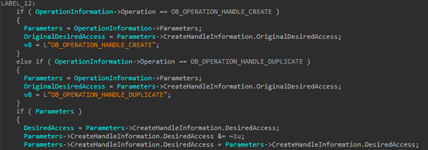 Figure 17.  Access to the process handle being modified