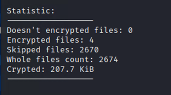 Figure 4. Displayed console after encryption