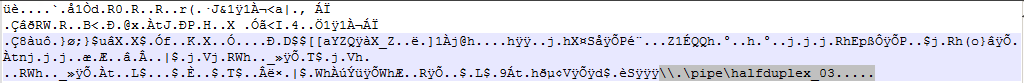 Figure 12. Shellcode containing the named pipe for communication