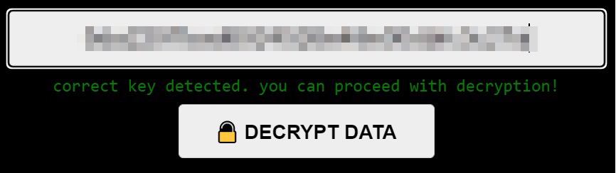 DeadBolt victims can decrypt data on the DeadBolt web UI by encoding the correct key.