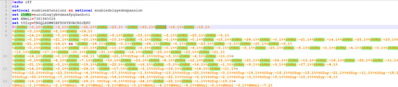 Figure 1. An Obfuscated batch script