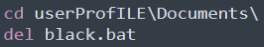 Figure 17. The black.bat file responsible for rendering the infected machine inaccessible