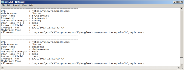 Figure 24. The file created from executing passwords.exe