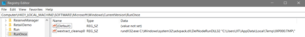 Figure 8. Creating a registry key for cleanup