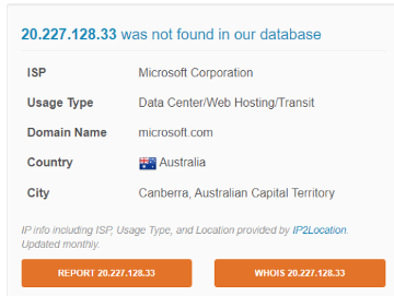 The details of the Microsoft web hosting service IP address