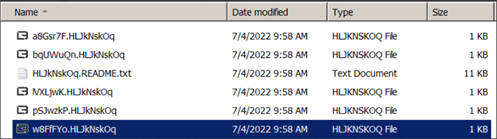 Figure 3. The encrypted files with new file names and extensions, along with LockBit’s ransom note