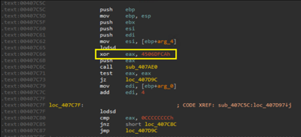 Figure 9. The XOR key LockBit 3.0 uses for renaming APIs