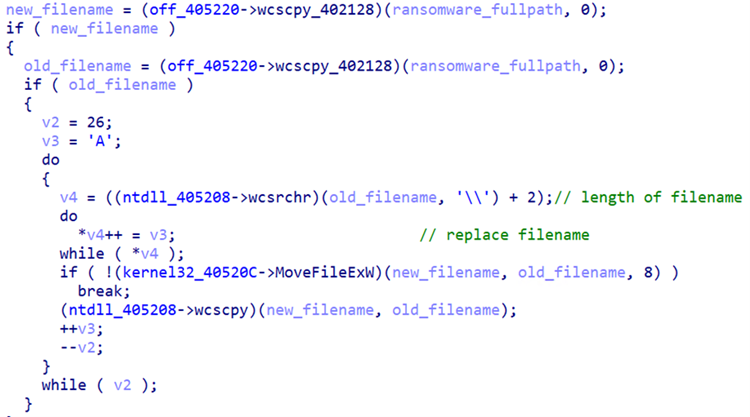 Figure 19. LockBit 3.0 renaming the ransomware file multiple times 