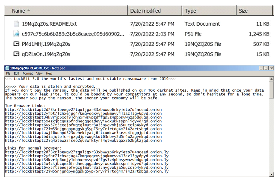 Figure 30. LockBit 3.0’s encrypted files with 19MqZqZ0s appended to their names