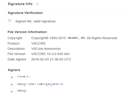 Figure 1. Mfeann.exe signature information