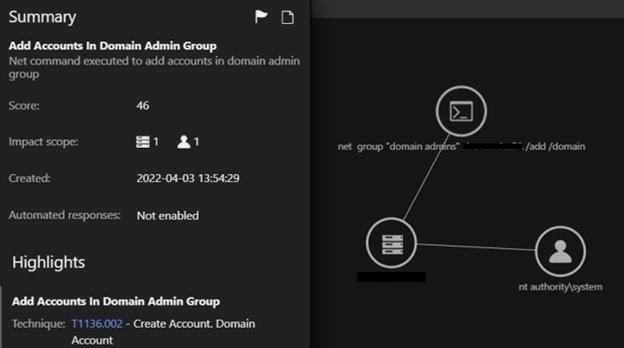 Figure 12. Adding account to domain admin group
