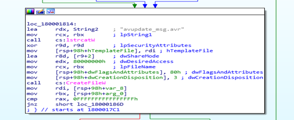 Figure 16. Opening avupdate_msg.avr