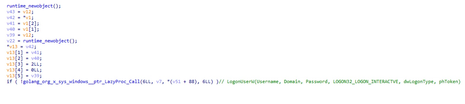 Figure 11. Agenda performing logon using a parsed account