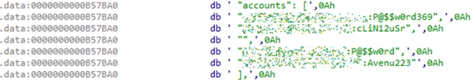 Figure 9. Agenda’s embedded local account credentials