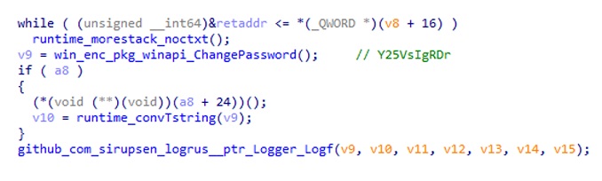 Figure 7. The function used by Agenda to change the default user’s password