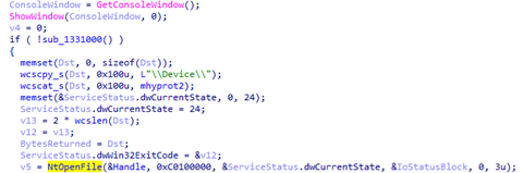 Figure 15. The driver mhyprot2.sys loaded by kill_svc.exe/HelpPane.exe