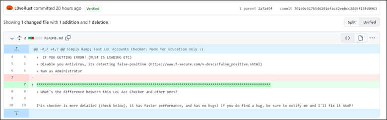 Figure 4. One of the files bundled with SolidBit’s fraudulent League of Legends account checker on GitHub 