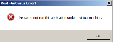 Figure 25. The error message shown when the Social Hacker and Instagram Follower Bot applications are run on a virtual machine 
