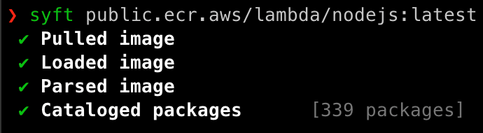 Figure 10. A sample ofan AWS base image found on an AWS node base image with many pre-installed packages and few high-severity vulnerabilities analysed using Syft