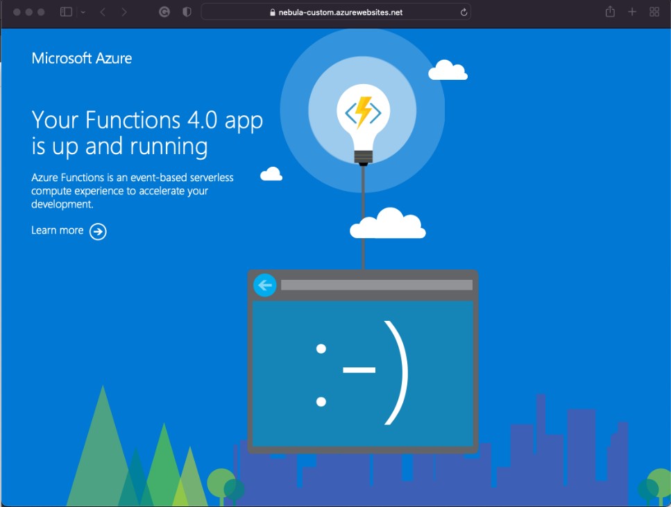 Figure 11. Custom container running at Azure without environmental variables