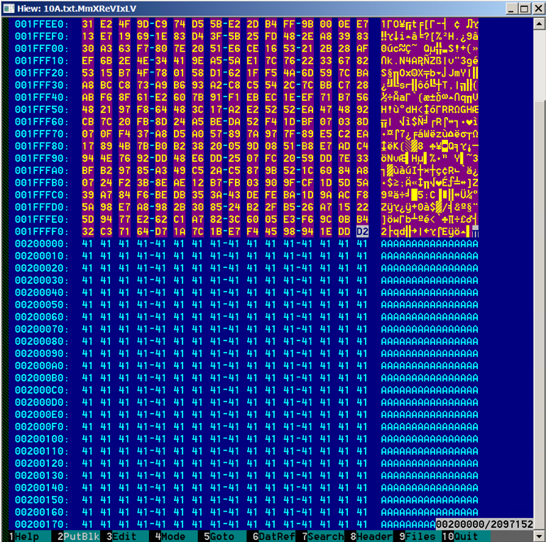 0x200000h of bytes encrypted