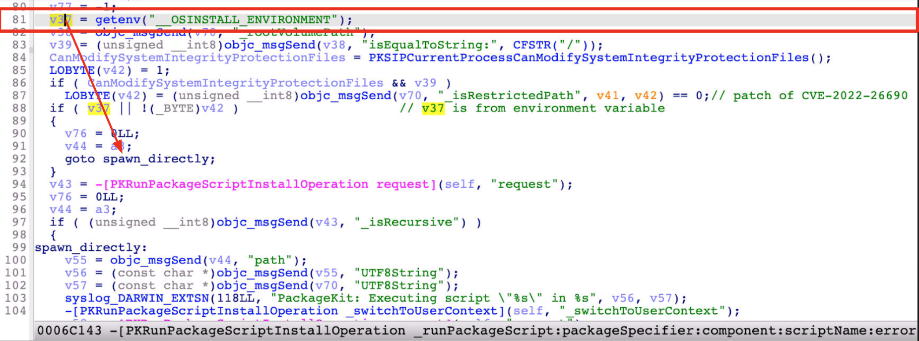 Bypass via the environment variable 