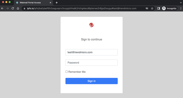 A demonstration of an IPFS phishing page