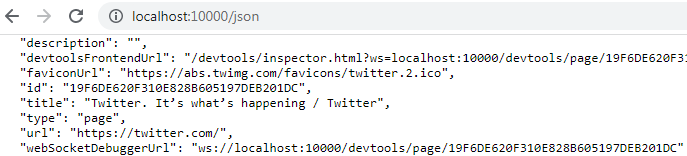 Figure 9. Chromium with remote debugging port specified; victim opened Twitter in one of their tabs
