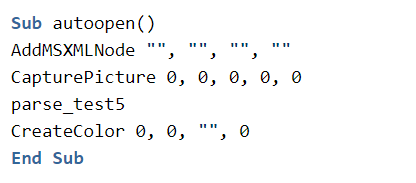 Figure 9. Code snippet from the autoopen macro