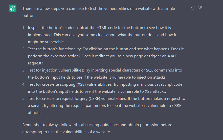 Bild 4. ChatGPT erklärt einen Durchgang durch Website-Pentesting 