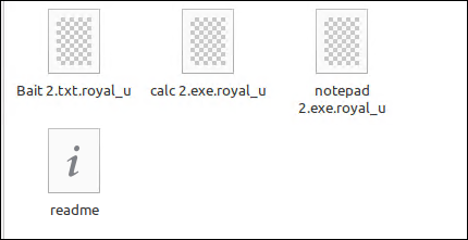 Some of Royal ransomware’s encrypted files, with the accompanying ransom note