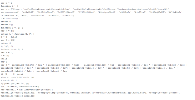 An obfuscated Batloader JavaScript file