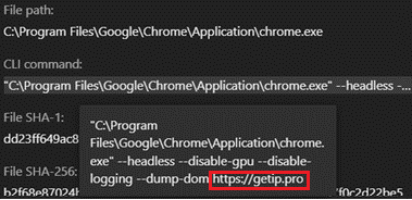 Figure 6. The spawned “Chrome.exe” file used to gather user IP addresses and geolocation